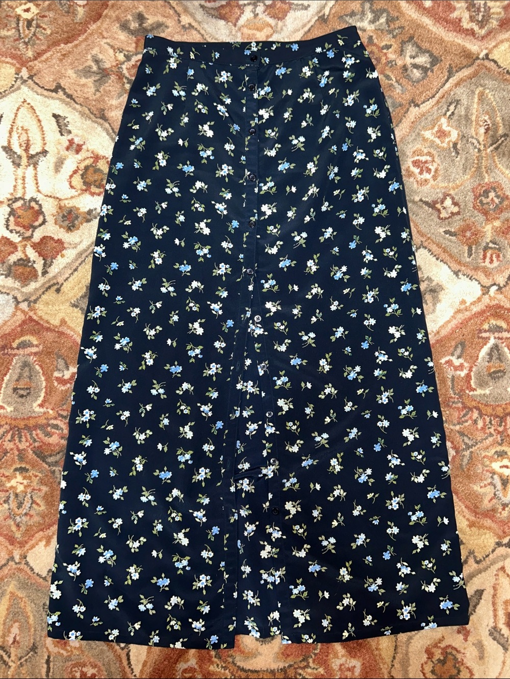 Vintage Gap Navy Floral Button Up Maxi Skirt